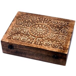 Large Essential Oils Box - Hand-Carved Rustic Wooden Box for 80 Oils