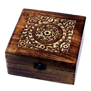 Ornate Aromatherapy Box - Hand-Carved Wooden Case for 25 Oils