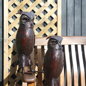 Metal Owl Sculpture - Fair Trade Decorative Owls from Recycled Steel