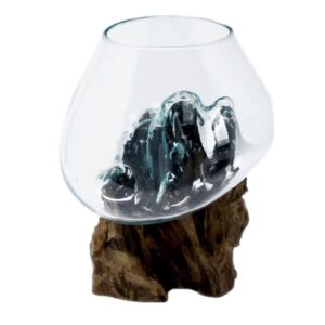 Molten Glass Bowl On Wood UK
