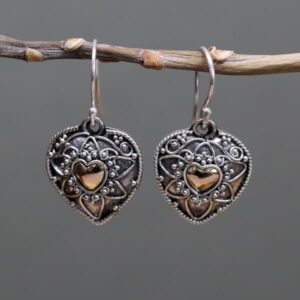 Gold & Silver Heart Earrings - Handmade