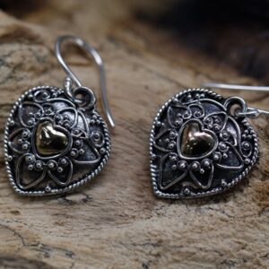 Handmade Gold & Silver Heart Earrings