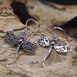Silver and Gold Dragonflies Earrings