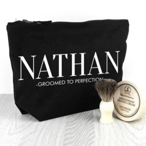 Mens Wash Bag Personalised - Black & White