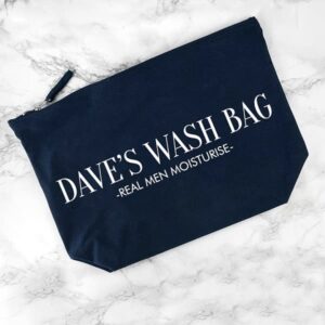 Navy Mens Cotton Wash Bag Personalised - Washable