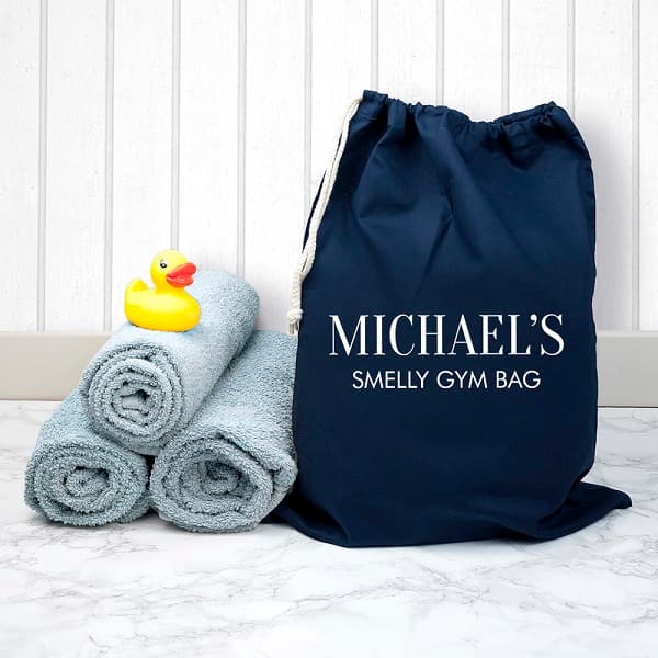 Personalised Navy Cotton Gym Bag