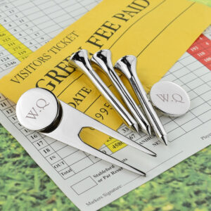 Personalised Silver Plated Golf Tee Kit