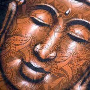 Buddha Canvas Art - Copper Hand-Painted Art with Brocade Finish