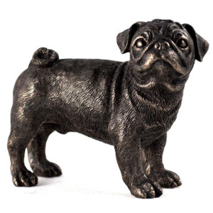 Pug Sculpture Intricate Small Cold Cast Bronze for Pug Lovers