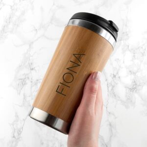 Bamboo Travel Cup Personalised with Sans Serif Font