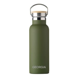 Green Personalised Bamboo Drinks Bottle - Double Wall Vacuum