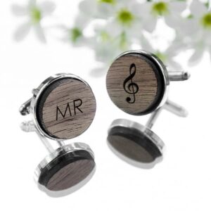Wooden Hobby Cufflinks - Engraved FSC Walnut Wood Iconic Pursuits