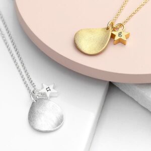 Personalised Contemporary Necklaces - Silver or Gold Drop & Star