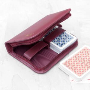 Burgundy Leather Double Pack Cards Case