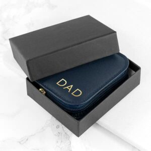 Navy Leather Personalised Cards Case