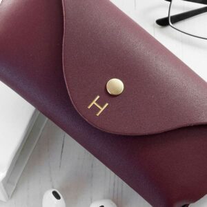 Personalised Leather Glasses Case - Burgundy
