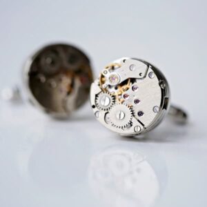 Clockwork Mechanism Cufflinks in Engraved Gift Box