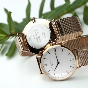 Elie Beaumont Rose & White Personalised Watch - Elegant Design