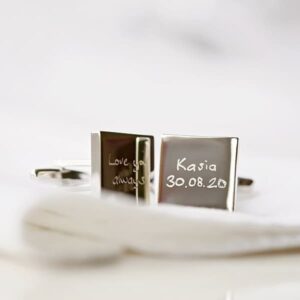 Own Handwriting Engraved Cufflinks - Silver Finish