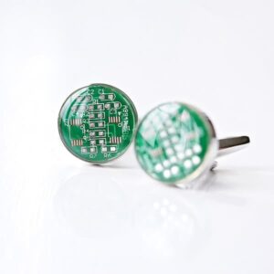 Real Circuit Board Cufflinks in Engraved Gift Box