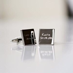 Silver Own Handwriting Engraved Cufflinks