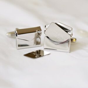Unique Engraved Cufflinks - Secret Message Inserts Silver Envelopes