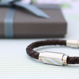 Brown Woven Bracelet Engraved Just for Him Plaited Quality Leather