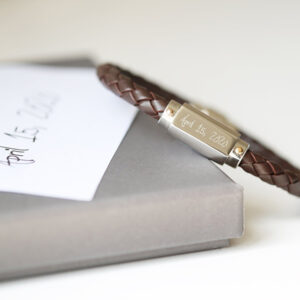 Brown Woven Bracelet Personalised in Your Handwriting Just for Him