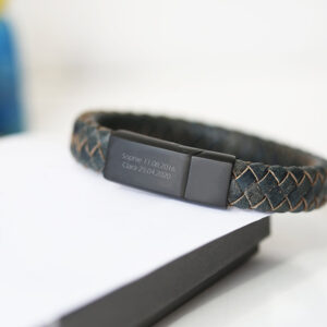 Rustic Brown Leather Mens Bracelet - Engraved for Him