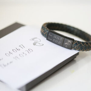 Engraved Brown Leather Mens Bracelet - Engraved for Him