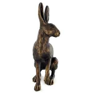 Countryside Hare Alert Buttercup -Bronze Effect Sculpture by Harriet Glen