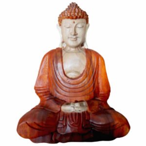 Hand Crafted Buddha Sculpture - Serene 30cm Hands Down Suar Wood