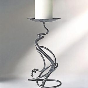 Free Form Sculpted Steel Single Candle Holder