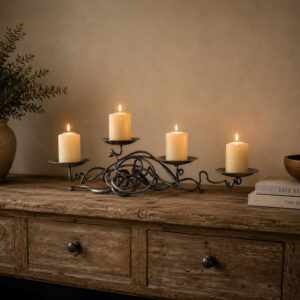 Hand-Forged-Quad-Table-Candle-Holder