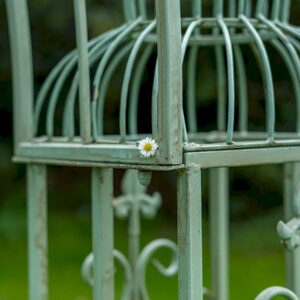 Vintage Garden Arch with Gates - Antique Green Distressed
