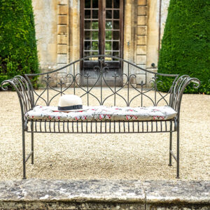 Stone Roses Bench Cushion on Vintage Rust Bench