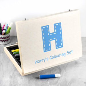Personalised Colouring In Set Wooden Box Set - Blue