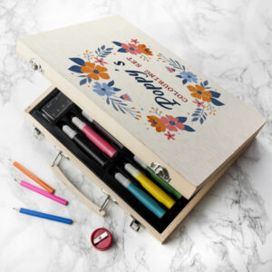 Personalised Girls Colouring In Set - Wooden Box Set