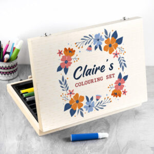 Personalised Girls Colouring In Set - Wooden Personalised Box Set
