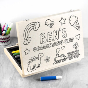 Personalised Kids Colouring Set - Wooden Personalised Box Set