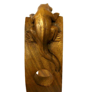 Hand Carved Bottle Holder | Wooden Gecko Balance Holder