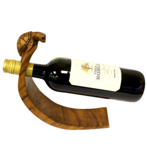 Suar Wood Hand Carved Turtle Wine Bottle Holder