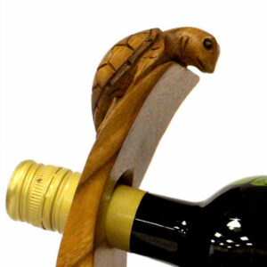 Wooden Balance Bottle Holder | Hand Carved Turtle Centre Piece