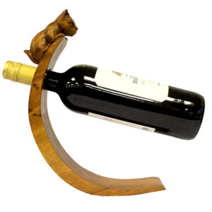 Wooden Wine Bottle Holders | Balancing Cat Hand Carved