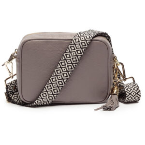 Personalised Elie Beaumont Grey Leather Bag - Baroque Strap