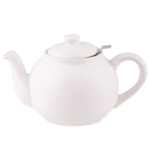 White PLINT Teapot | Handmade Stoneware with Optional Heater