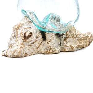 Large Molten Glass Bowl On Whitewashed Gamal Root