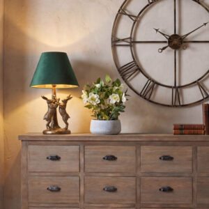 Boxing Hares Lamp | Eclectic Mix of Golden Hares & Velvet