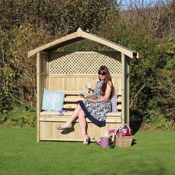 Large Wooden Garden Arbour | Hampshire with Storage Box