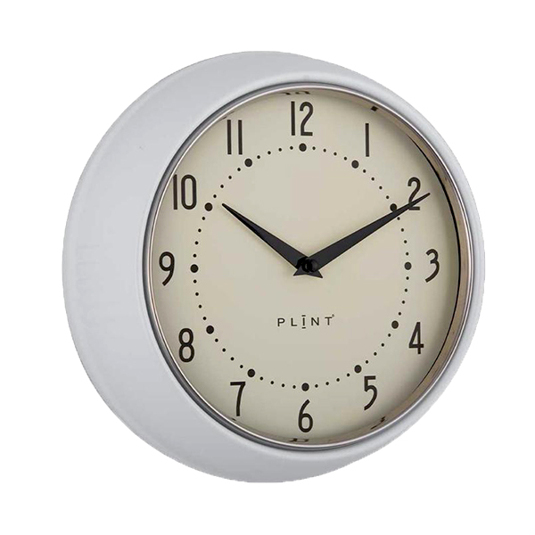 White Retro Kitchen Clock Vintage PLINT Wall Clock